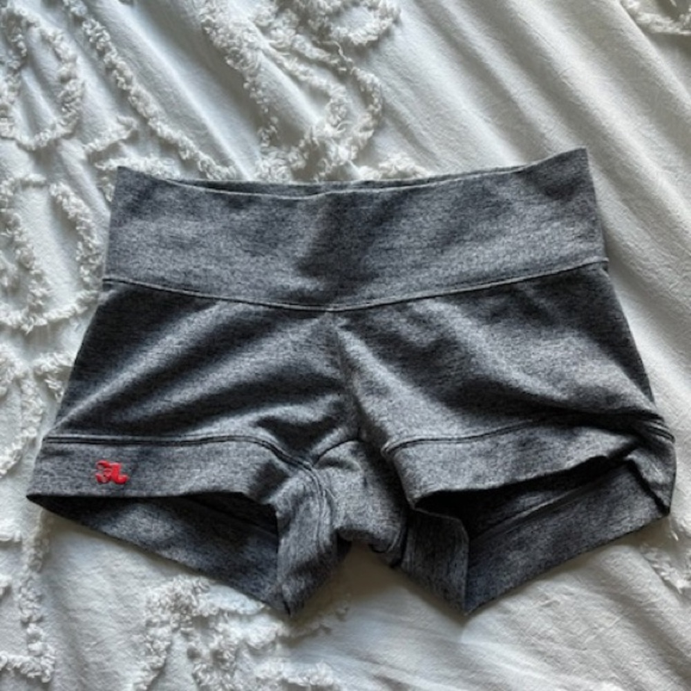 Gray Athletic Compression Shorts with Elastic Waistband